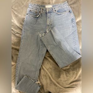 Topshop straight leg cut off jeans